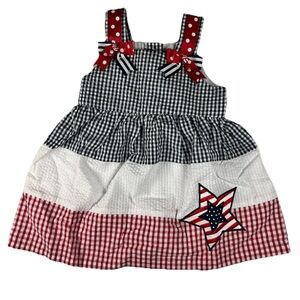 Counting Daisies Girl's All Occasion Knee-Length Dress seersucker Red White Blue